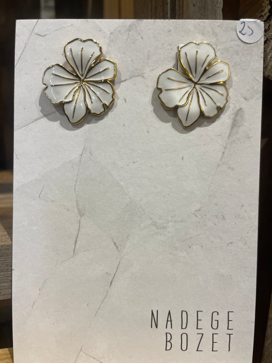 Puces grosses fleurs (doré et blanc)