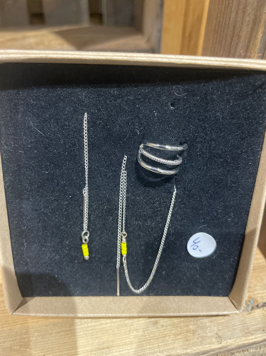 Bague d’oreille set argenté et jaune