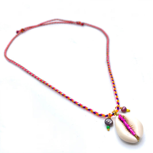 Collier cordon cauri rose