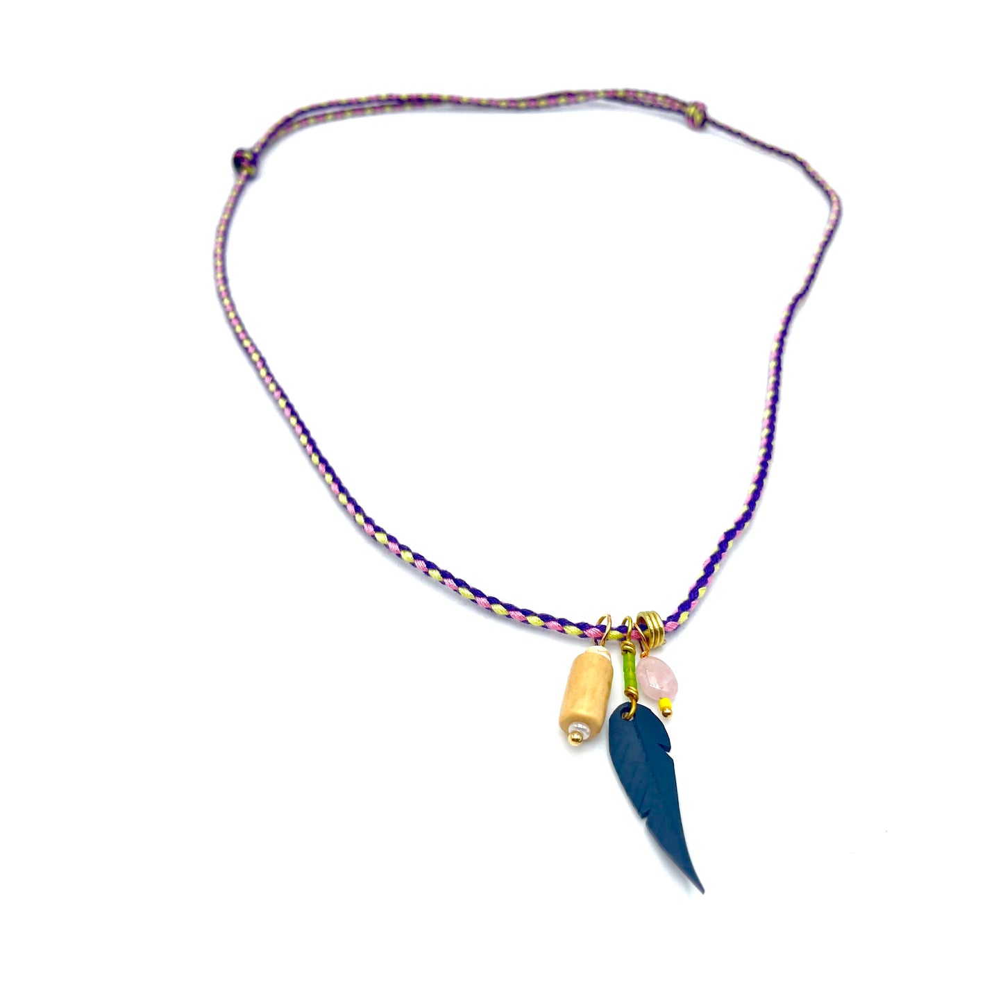 Collier cordon plume noire