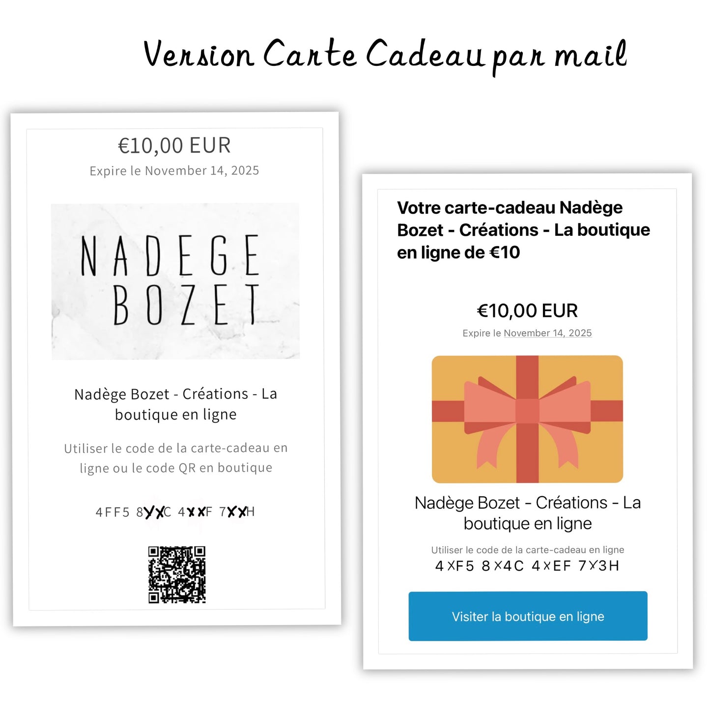 Bon cadeau Nadège Bozet Créations